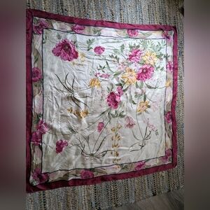 Valentino Floral Silk Scarf Square Oversized 33x35 Cottagecore Romantic Designer